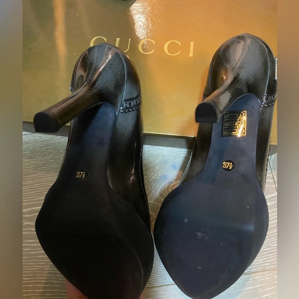 Gucci Loafers Pimps 37.5 New in box black grey. old wimbledon - Picture 5 of 7